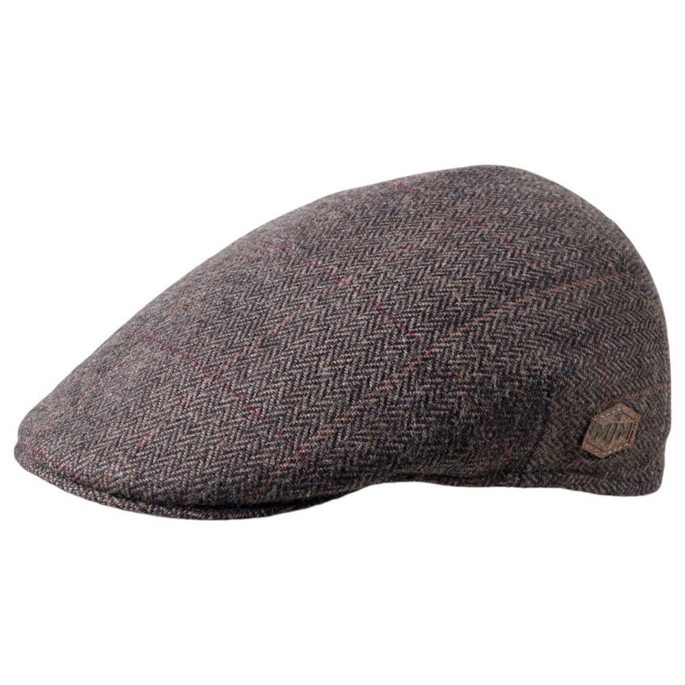 MJM Country Sixpence Wool Mix 51 Brown Herringbone - Flat Cap fra MJM Hats hos The Prince Webshop