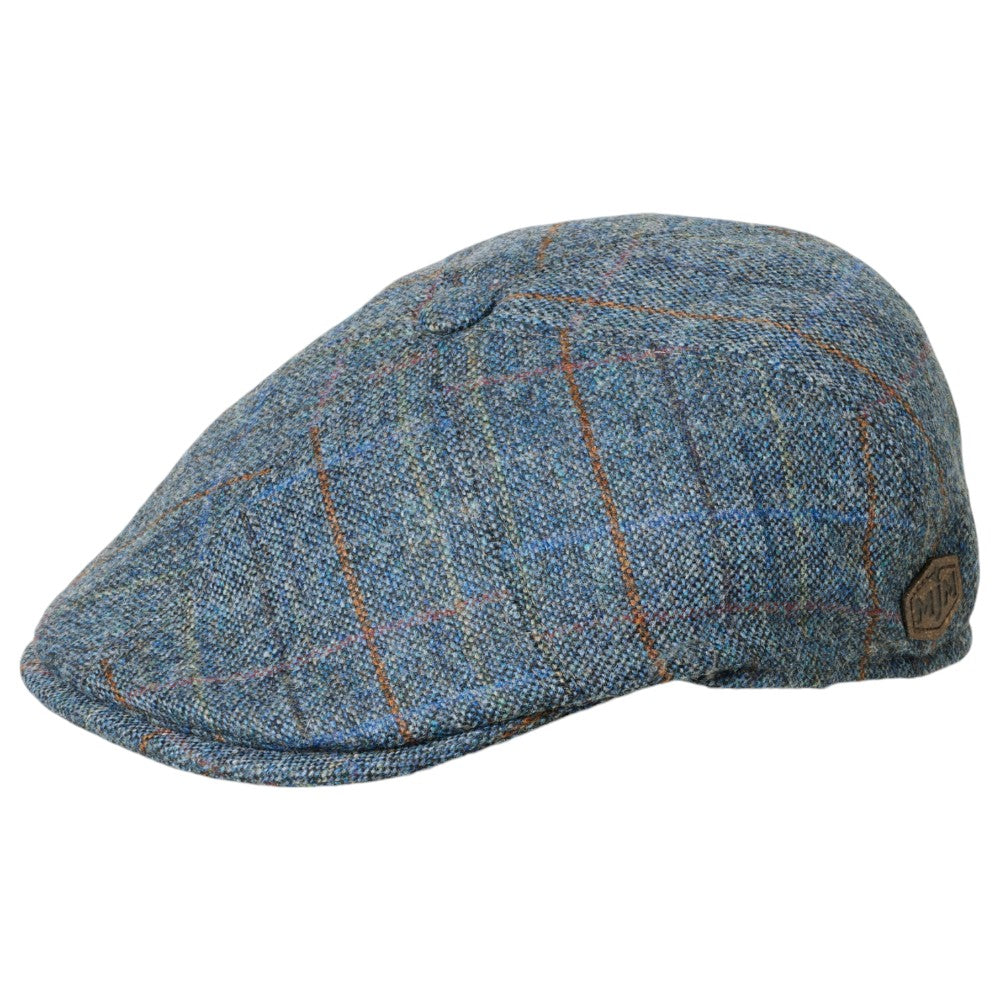 MJM Rebel EL 42 Pure Wool Blue Check Sixpence - Flat Cap fra MJM Hats hos The Prince Webshop