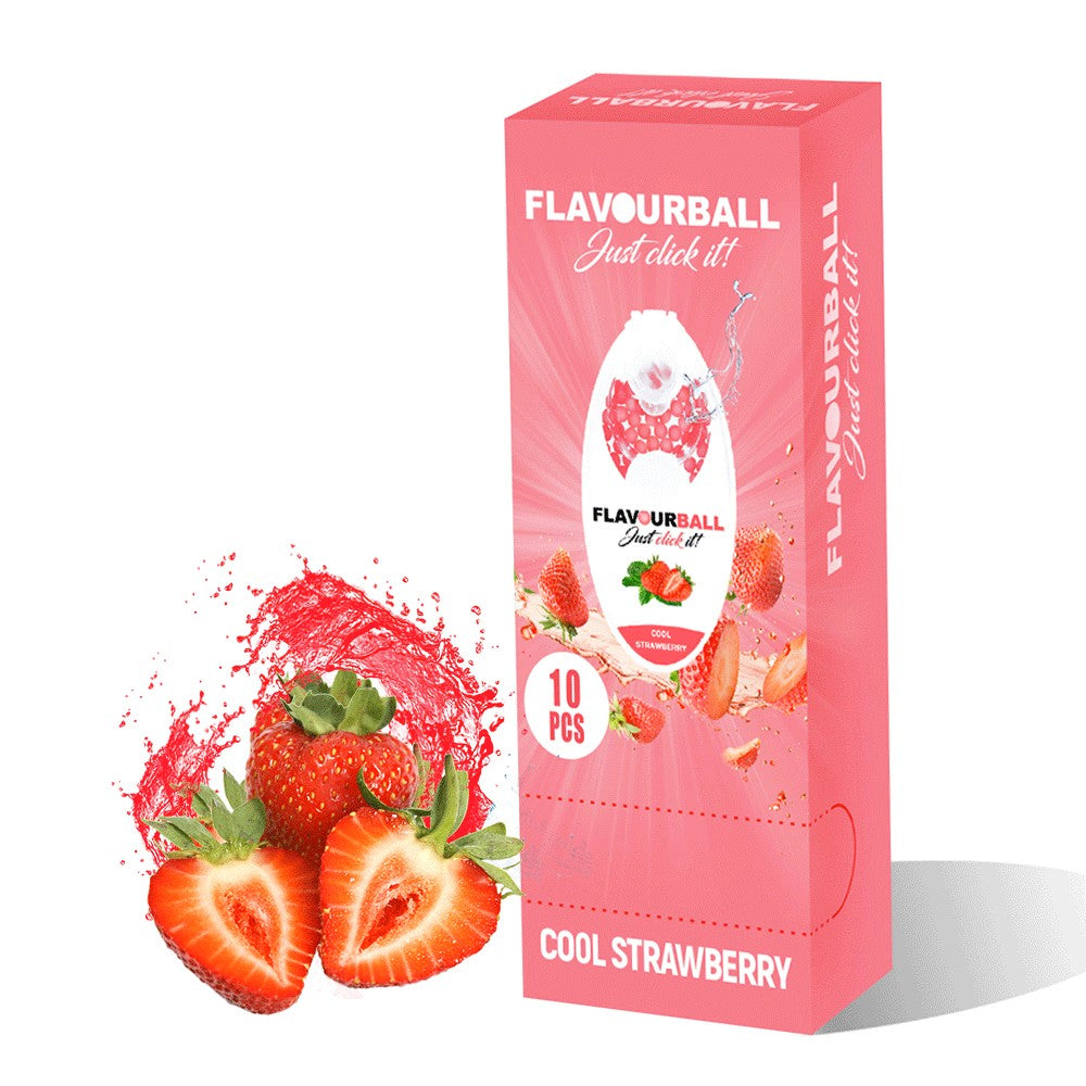 10 x 100 stk Cool Strawberry Flavour Balls i Pod - Aroma Kugler fra FLAVOUR BALLS hos The Prince Webshop