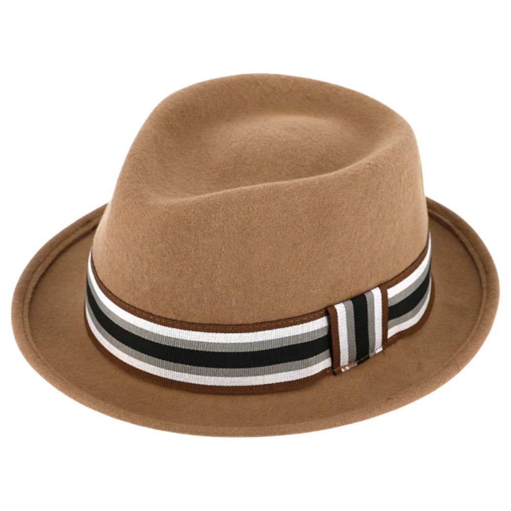 Camel Trilby Hat i 100% Uld Filt