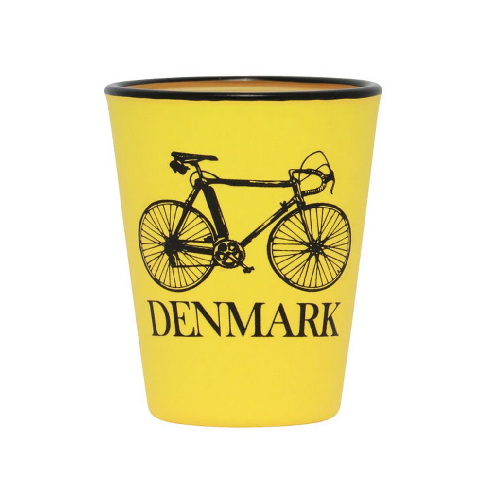 Shot Glas - Cykel Danmark - Gult - Shotglas fra Memories of Denmark hos The Prince Webshop