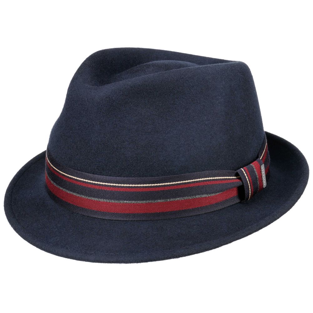 Stetson Woolfelt Trilby Hat - Navy/Gun - S + XL - Trilby Hat fra Stetson hos The Prince Webshop