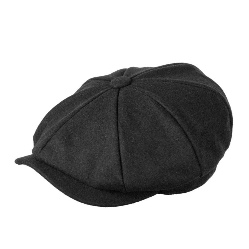 Heritage Tradition Carlyle Felt Newsboy Black - Flat Cap fra Heritage Traditions hos The Prince Webshop