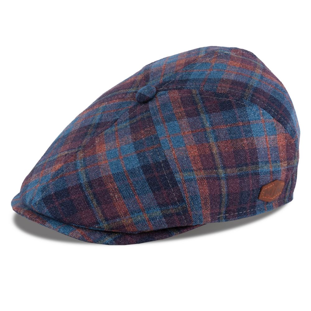 MJM Rebel Sixpence - Silk Wool Purple Check - S (56 cm) - Flat Cap fra MJM Hats hos The Prince Webshop