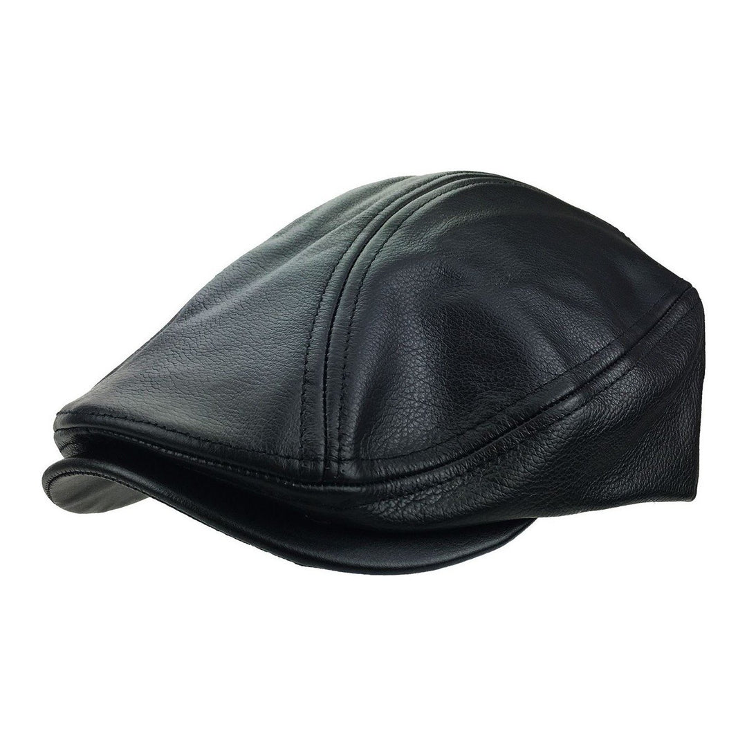 Sort Læder Sixpence Flat Cap - Flat Cap fra Ethos hos The Prince Webshop