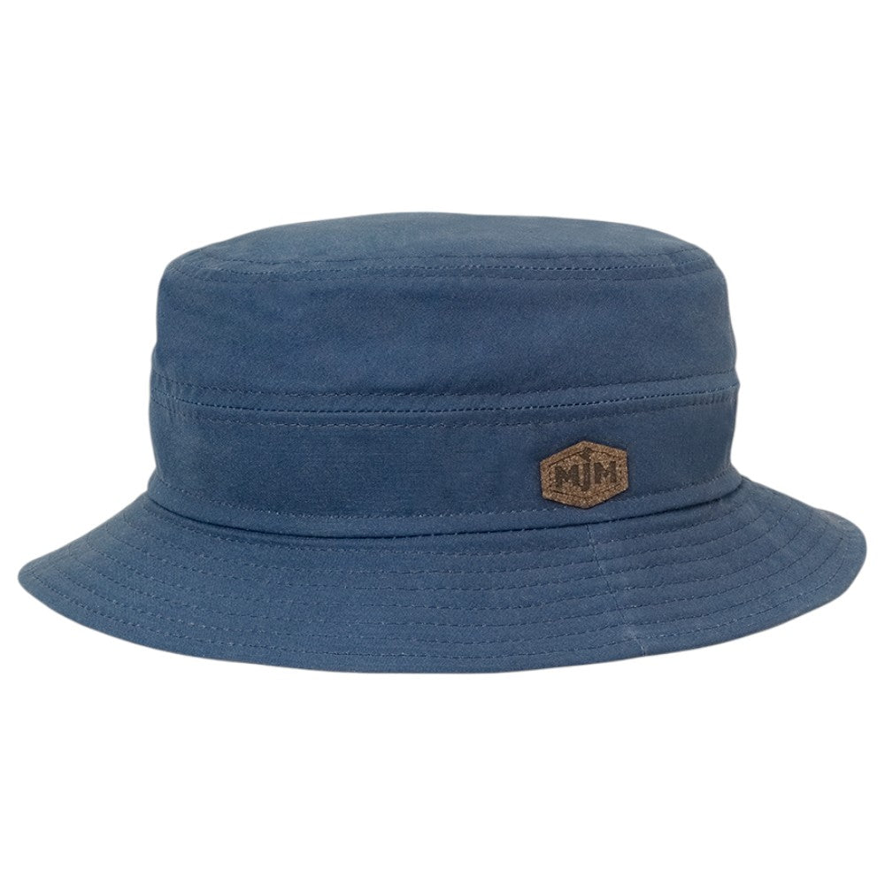 MJM Bucket Hat MAX STAYWAX - Blå Oilskin Bøllehat - Bucket Hat fra MJM Hats hos The Prince Webshop