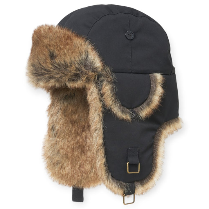 MJM Trapper Hat Recycled Taslan Faux Fur - Black