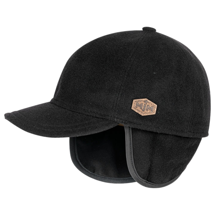 MJM Baseball Keps 100 % Eco Merino Wool Svart med öronlappar