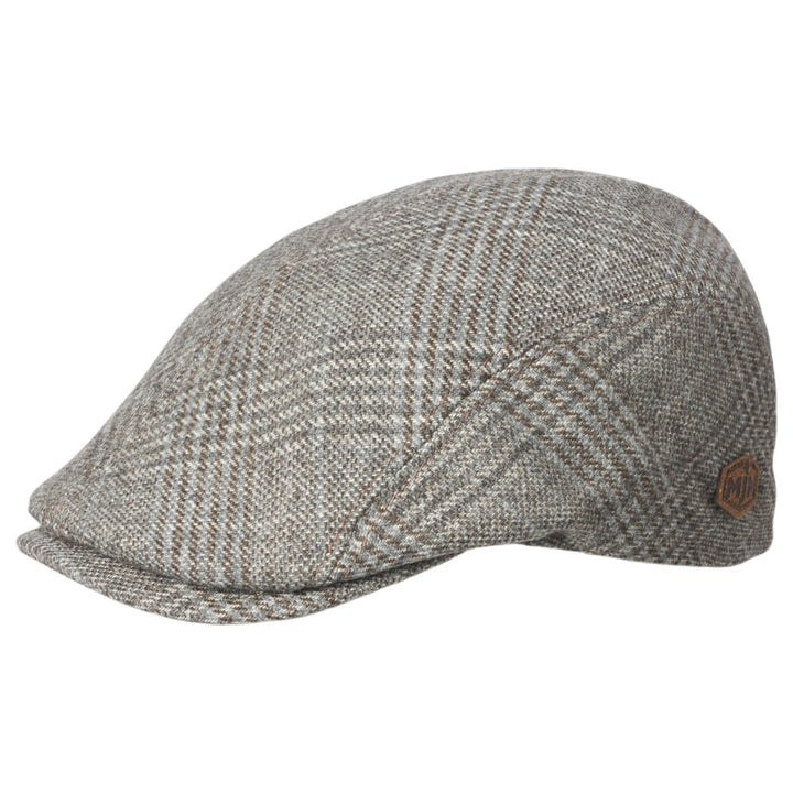 MJM Daffy 3 - 42 Organic Wool Cashmere - Grey Check - Flat Cap fra MJM Hats hos The Prince Webshop