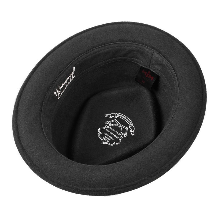 MJM DIAMOND Uld Filt Hat - Waterproof & Crushable - SORT - Pork Pie fra MJM Hats hos The Prince Webshop