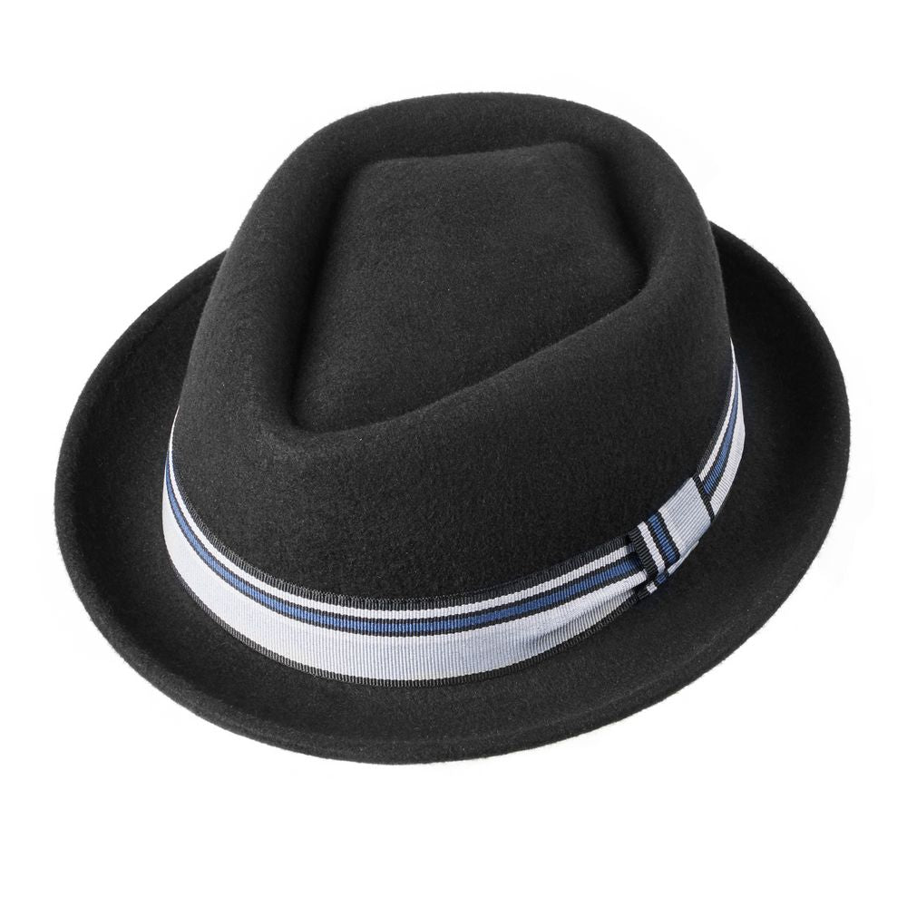 MJM DIAMOND Uld Filt Hat - Waterproof & Crushable - SORT - Pork Pie fra MJM Hats hos The Prince Webshop