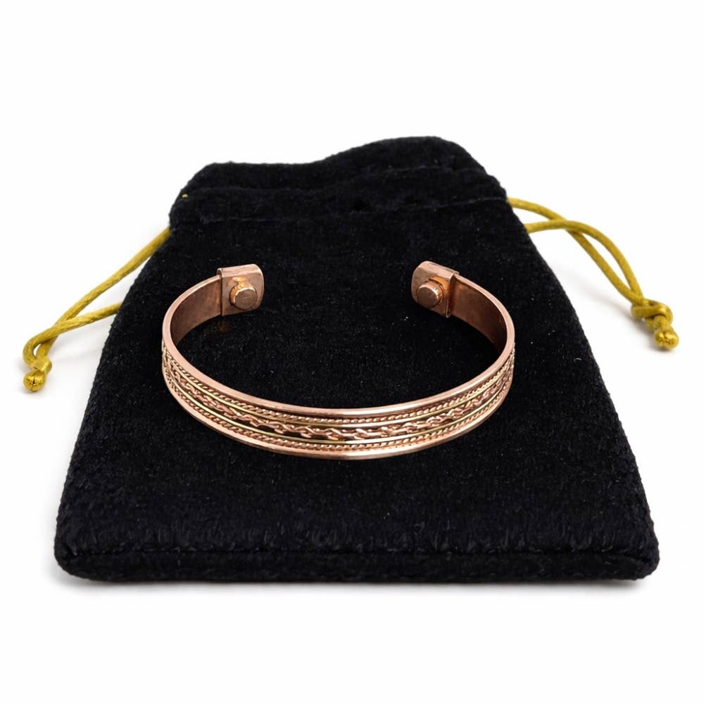 Kobber- og messing sundhedsklemmearmbånd med 2 magneter – - Armbånd fra Ayurveda Specialist B.V. hos The Prince Webshop