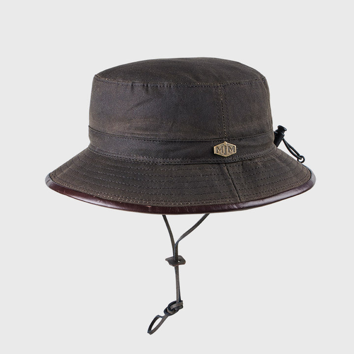 MJM 10044 Wax Cotton Brown Oilskin - Bucket Hat In Brown