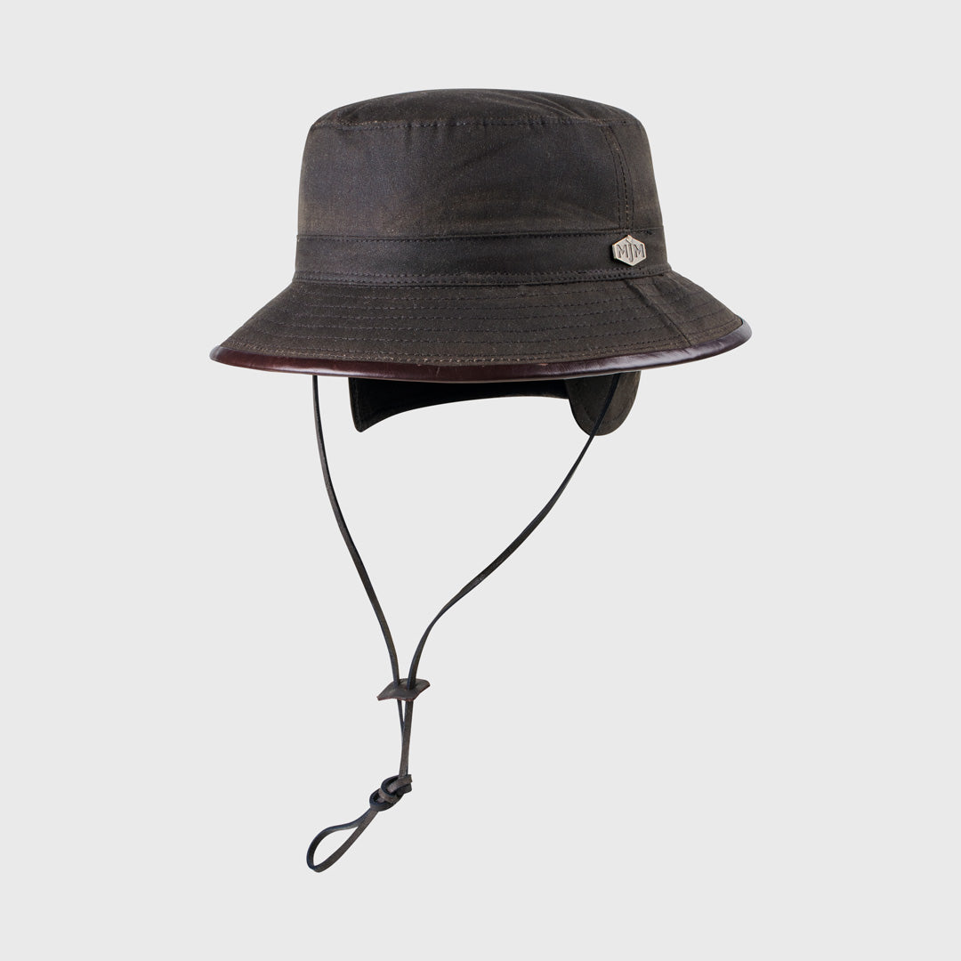 MJM 10044 Wax Cotton Brown Oilskin - Bucket Hat In Brown