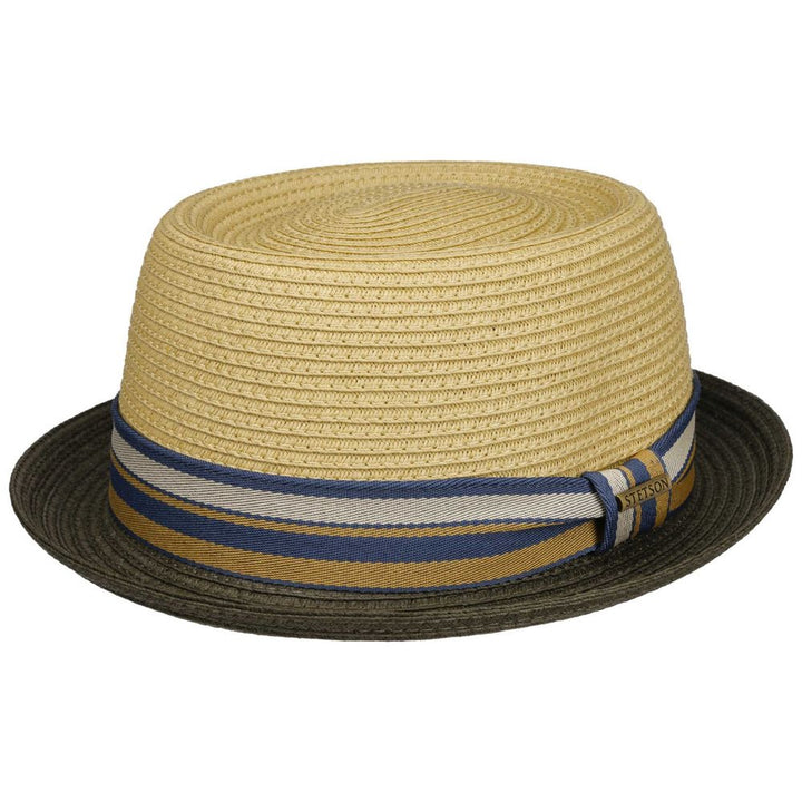 Stetson Porkpie Toyo Strå Sommerhat - Oliven/Beige - Hat fra Stetson hos The Prince Webshop