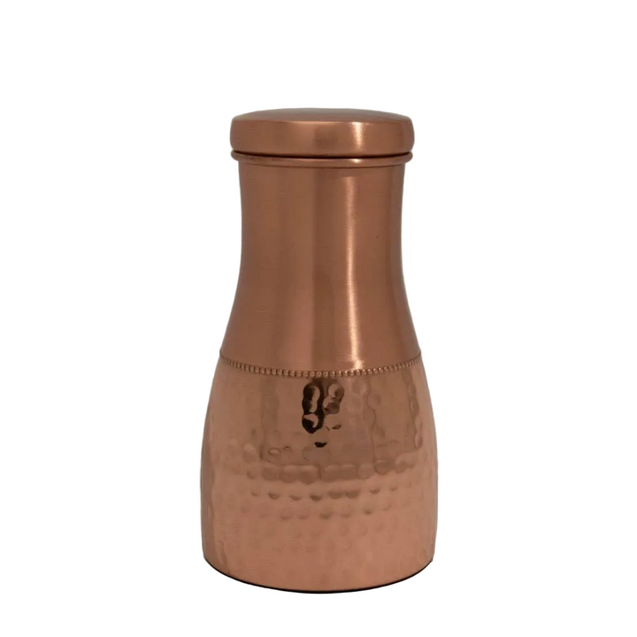 Pure copper decanter half hammered with lid ± 950 ml jug