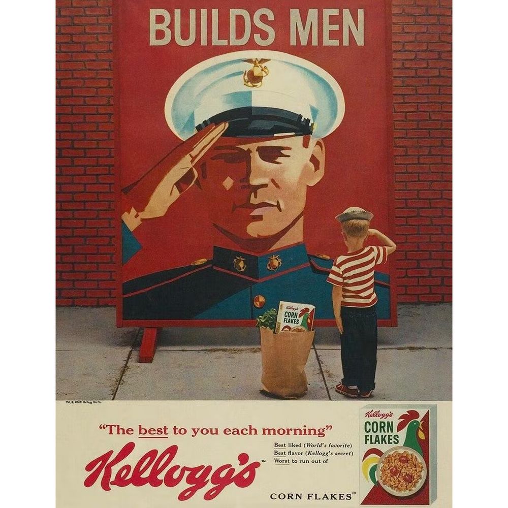 Retroworld Kellogg's Builds Men Metal Profit - 30 x 40 cm