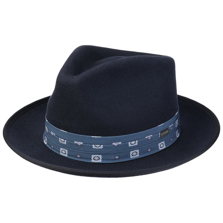 Stetson Woolfelt Fedora Hatt - Marinblå Modern