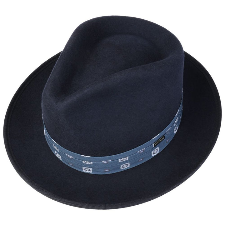 Stetson Woolfelt Fedora Hatt - Marinblå Modern