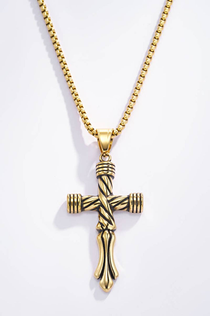 Vikinge Kors vedhæng i rustfrit stål med kæde - guld eller sølv