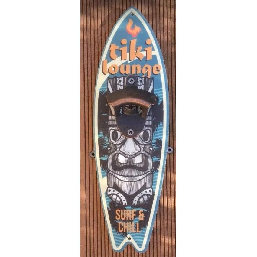 Retroworld Wall Bottle Opener Tiki Lounge - Chill + Surf - 10 x 32 cm