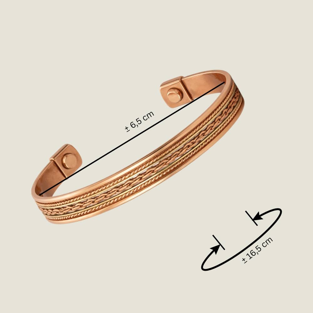 Kobber- og messing sundhedsklemmearmbånd med 2 magneter – - Armbånd fra Ayurveda Specialist B.V. hos The Prince Webshop