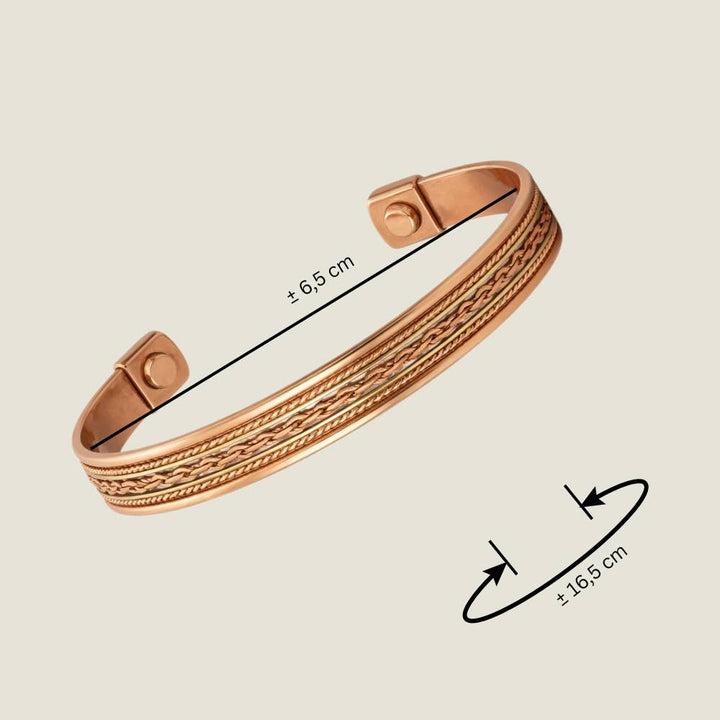 Kobber- og messing sundhedsklemmearmbånd med 2 magneter – - Armbånd fra Ayurveda Specialist B.V. hos The Prince Webshop