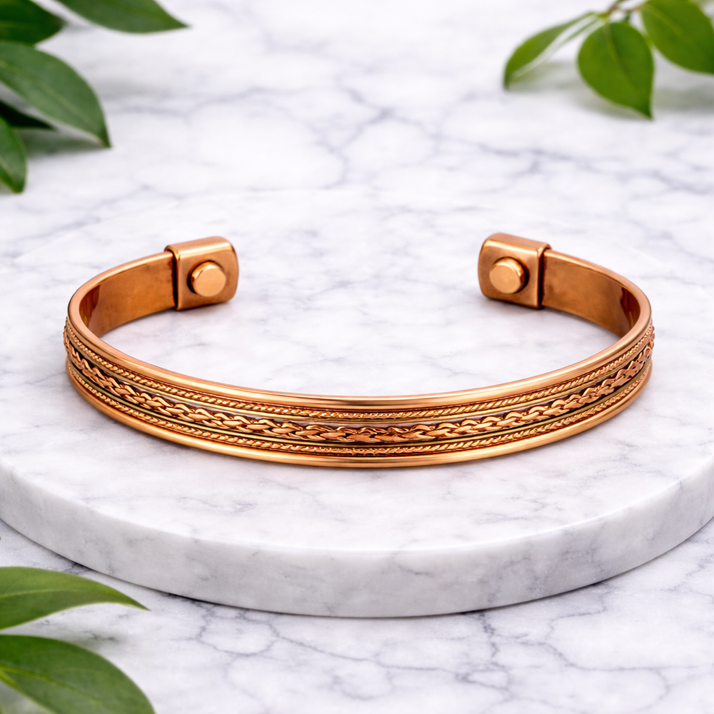Kobber- og messing sundhedsklemmearmbånd med 2 magneter – - Armbånd fra Ayurveda Specialist B.V. hos The Prince Webshop