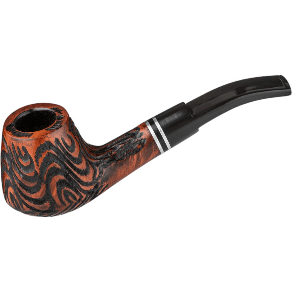 Angelo Pipe Model 16, brun blandning, lätt böjd med ring