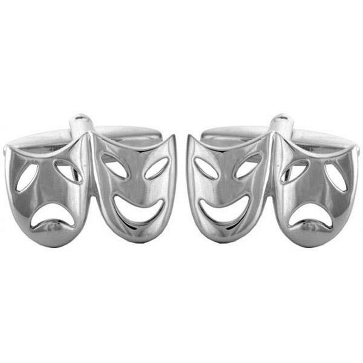 Öppna teatermasker Rhodium Plate Manschettknappar - UK Manschettknappar