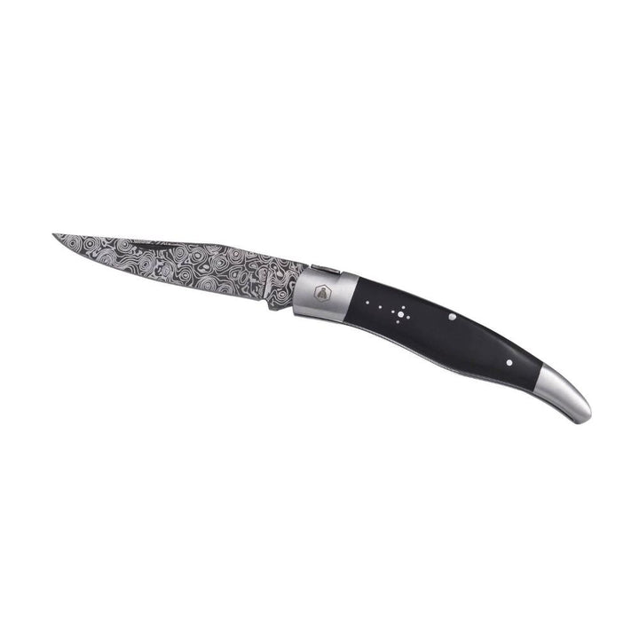 Laguiole Hunting Knife Pakka Damascus Decor Black - Lommekniv fra Laguiole hos The Prince Webshop