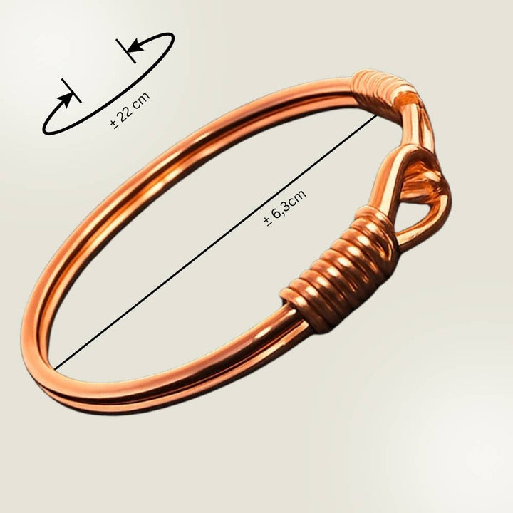 Kobber klemmearmbånd med krog-lukning til herrer