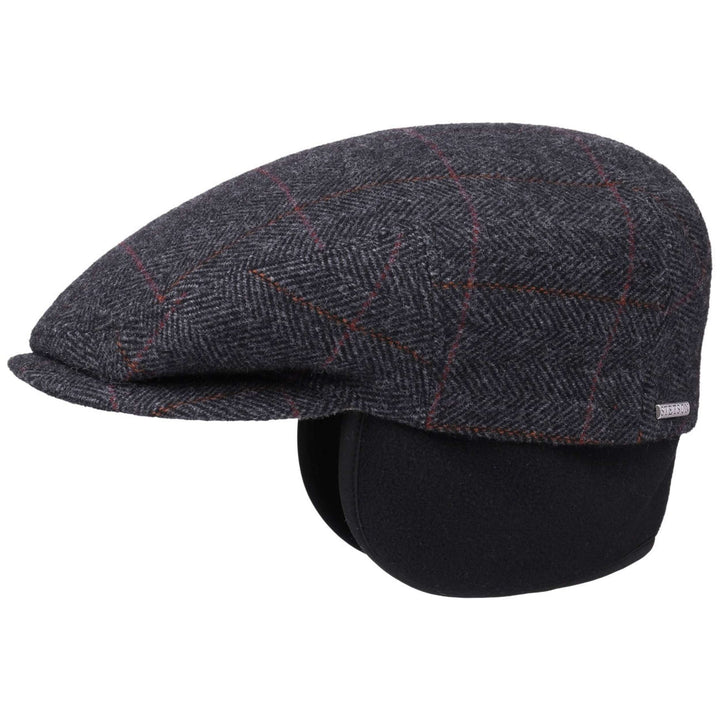 Stetson Kent Wool EL Driver Cap Sixpence med Øreflapper - Antracit