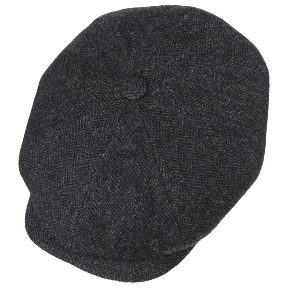 Stetson Hatteras mörkgrå Herringbone Wool Flat Cap