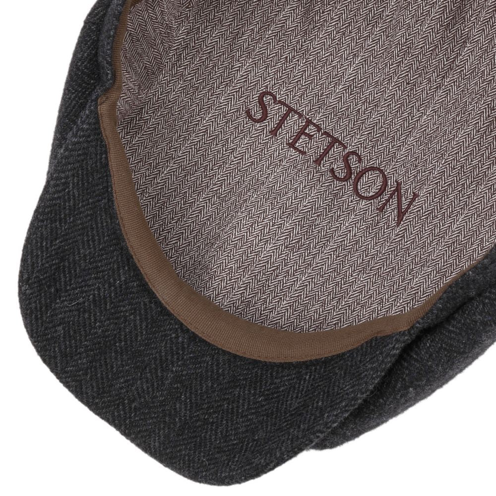 Stetson Hatteras mörkgrå Herringbone Wool Flat Cap