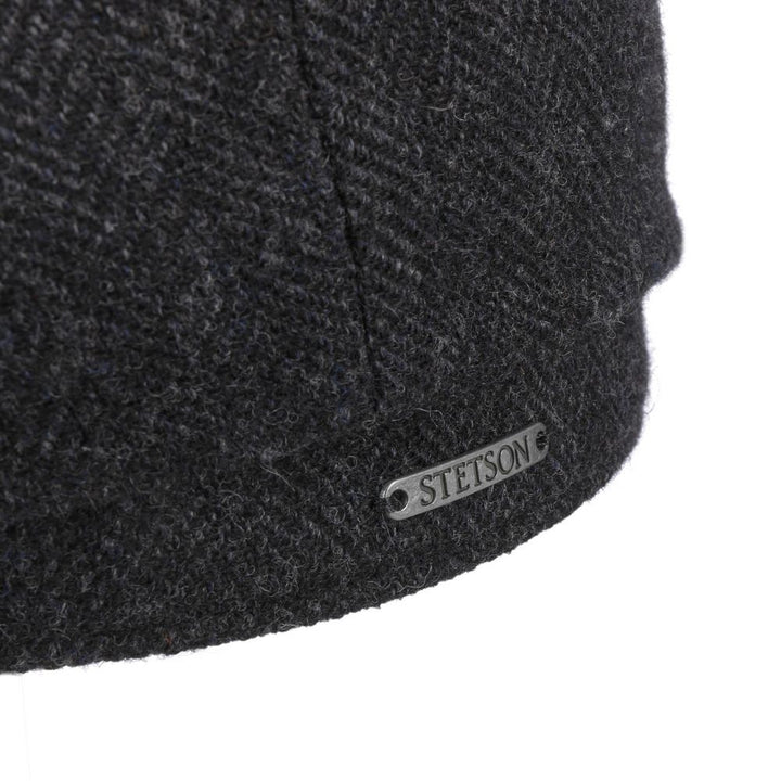 Stetson Hatteras mörkgrå Herringbone Wool Flat Cap