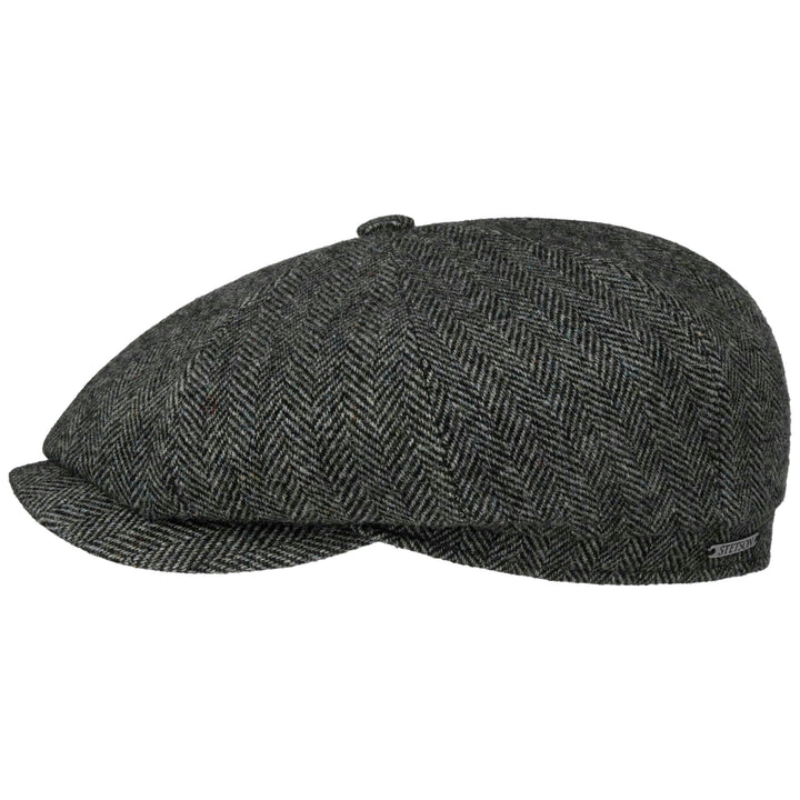 Stetson Hatteras Moss Green Herringbone Wool Flat Cap