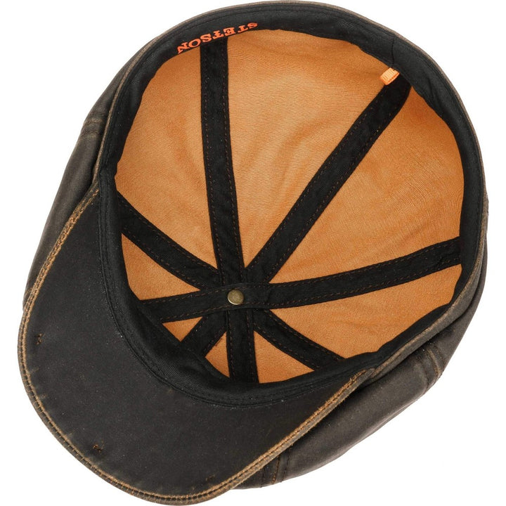 Stetson Hatteras CO/PES Flat Cap Brunt Oilskin Look