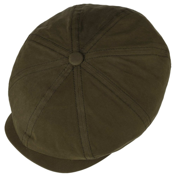 Stetson Hatteras Sixpence Flat Cap Green Oilskin WR