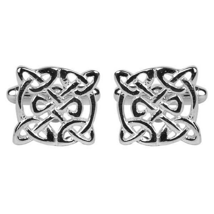 Celtic Round Rhodium Plated Cufflinks - Storbritanniens manschett