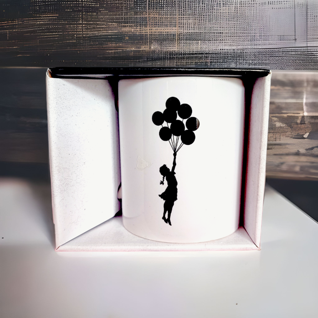 Banksy Ceramic Mug 325ml - Flying Balloons Girl