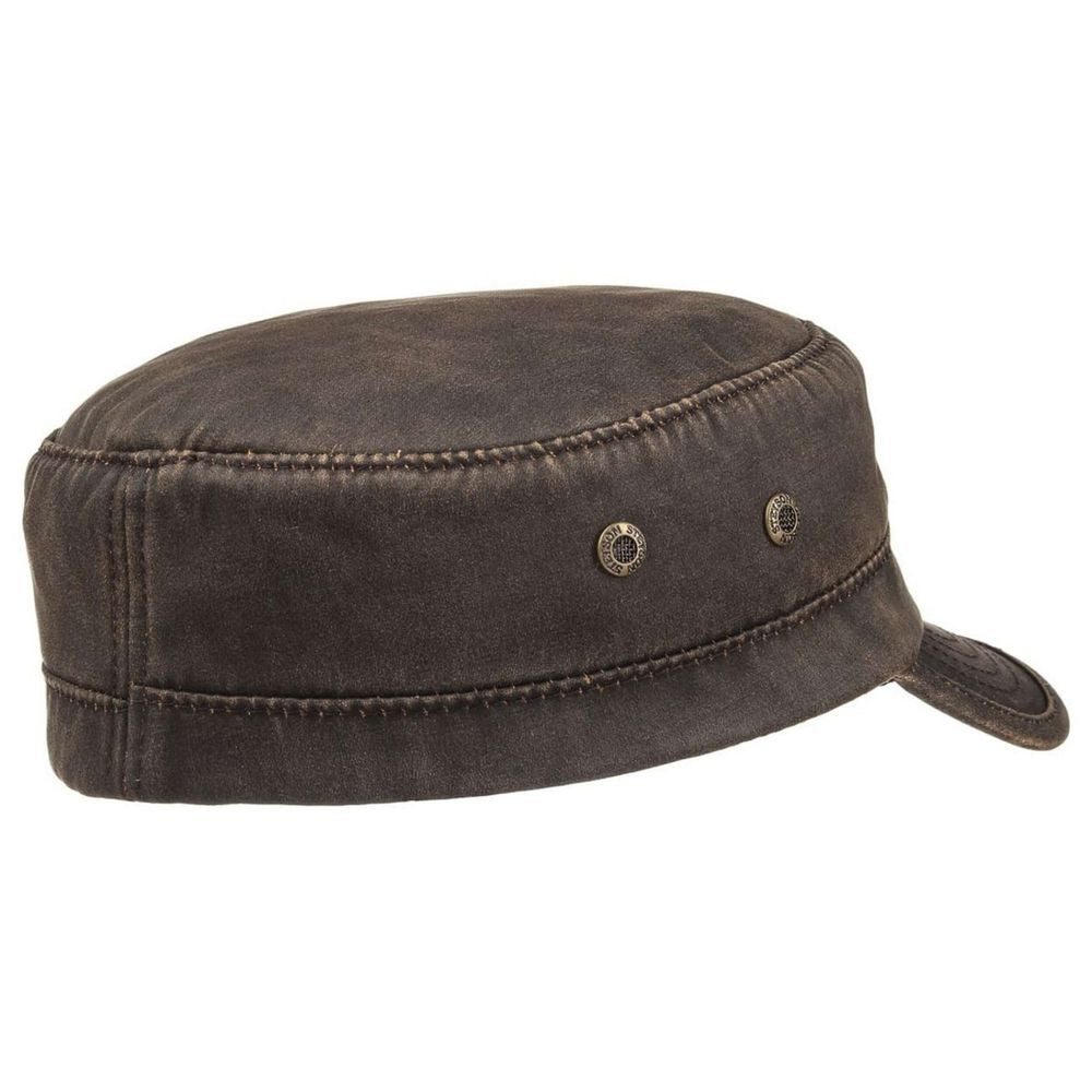 Stetson Oilskin Look Stetson Army Cap med Foer - Brun - Army Cap fra Stetson hos The Prince Webshop