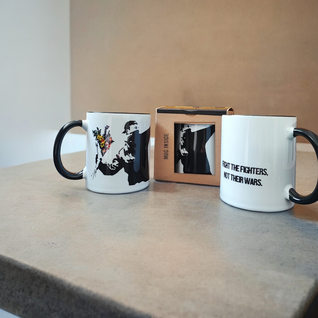 Banksy Ceramic Mug 325ml - The Flower Thrower