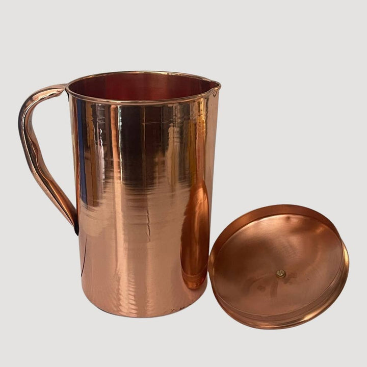 Pure copper jug smooth with lid ± 2 liters (750 g)