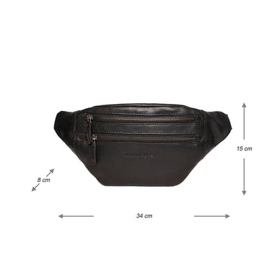 Läder crossbody väska - Fanny Pack - Belt Bag - Black