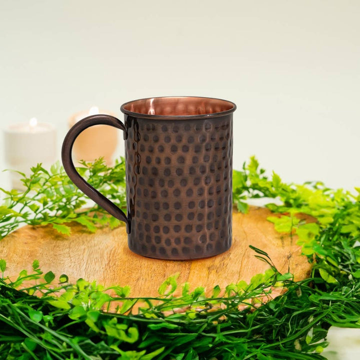 Mule kobberkrus med Messinghåndtag, hamret antik – 400 ml