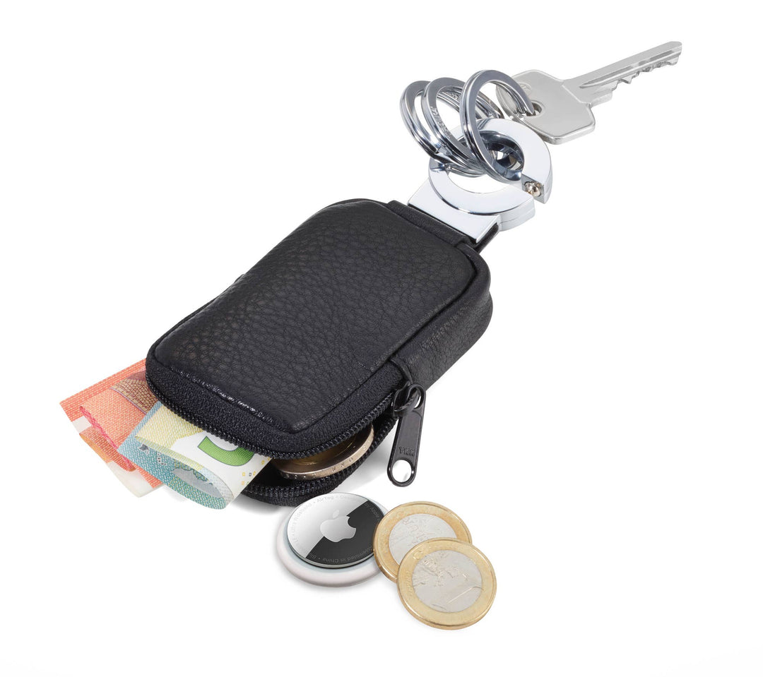 TROIKA - POCKET CLICK Key ring with pocket + 3 rings | leather - Nøglering fra Troika hos The Prince Webshop