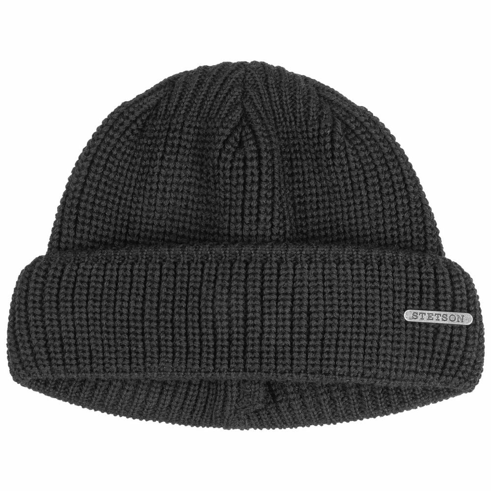 Stetson Docker -stil Beanie Hue Black Merino Wool