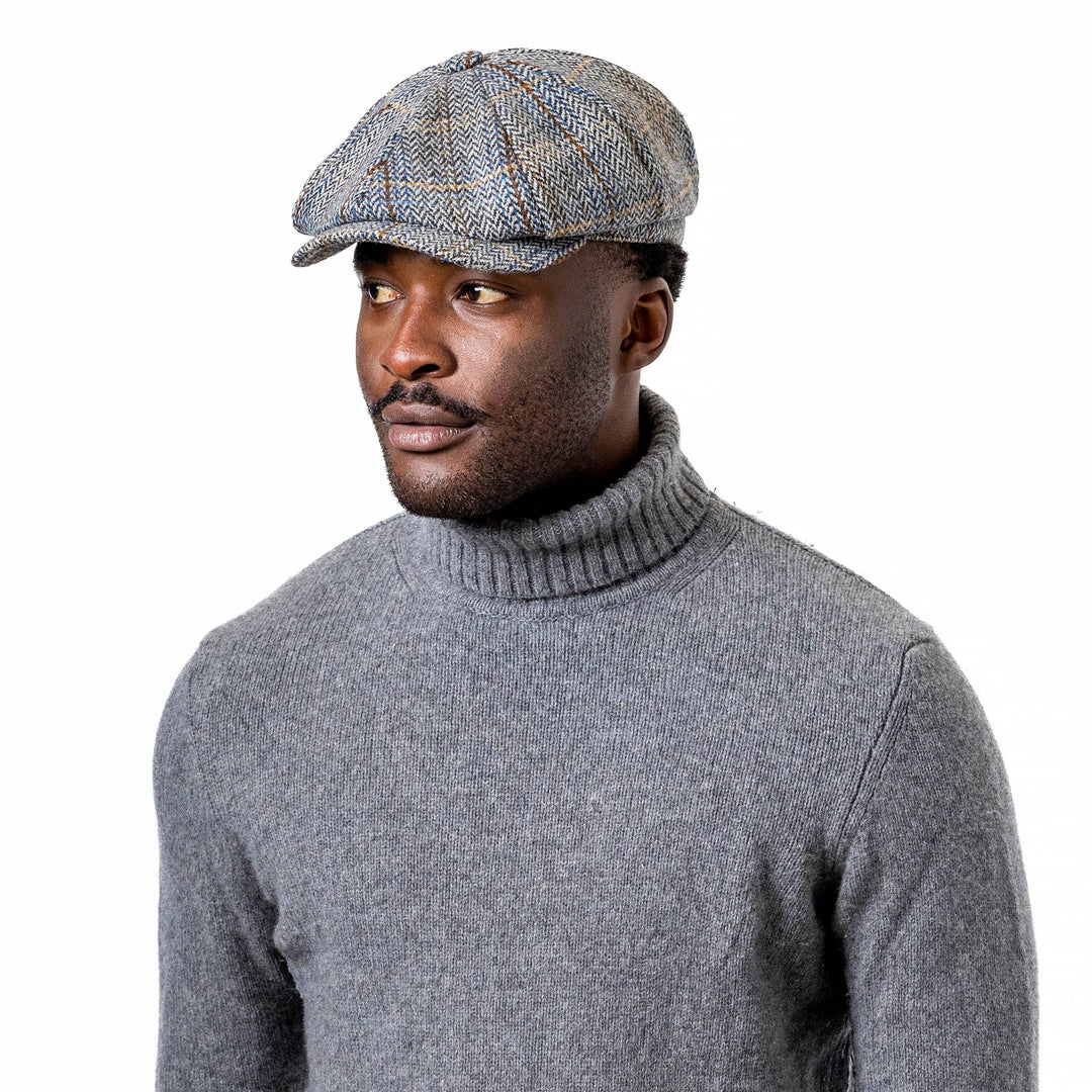 Carlyle Tweed Newsboy Cap: Jumbo Herringbone Grey -  fra Heritage Traditions hos The Prince Webshop