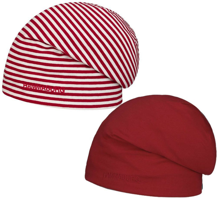 HAMMABURG Long Beanie Reversible Jersey Rød/Stribet - Hue fra Hammaburg hos The Prince Webshop